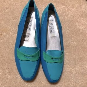 GUC Highlights blue and green loafers. Sz. 8.5